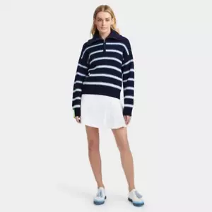 Maglione donna G/Fore righe sfumate collo imbuto taglia XS M lana golf Qrtr zip - Foto 1 di 6