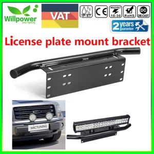 US 23inch Offroad LED Light Bar Front Bumper License Plate Mount Bracket Holder - Foto 1 di 11