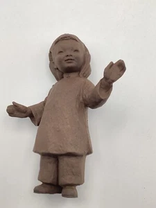 Beautiful Vintage Asian Inspired Handmade Clay Figurine of a child. Matte Finish - Picture 1 of 14