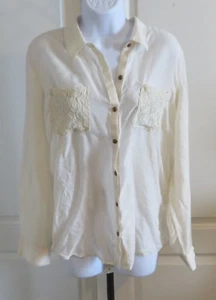 Camicetta camicia donna Chicos avorio pizzo tasche posteriori manica lunga taglia 2 - Foto 1 di 5
