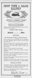 BILLETE DE IDA Y VUELTA PARA ADULTOS KNOTTS BERRY FARM GHOST TOWN & CALICO RAILWAY DE COLECCIÓN - Imagen 1 de 1