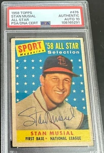 1958 Topps #476 Stan Musial All-Star AUTOGRAPHED AUTO Signed PSA 10 - Picture 1 of 2
