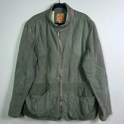 Eddie Bauer jacket men's XXL outdoor Work  Wear green vtg fleece leather Chore - Image 1 of 4