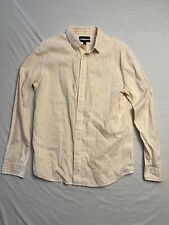 Banana Republic Men’s Large Button Up Collar Shirt Cotton Linen Blend Stripe