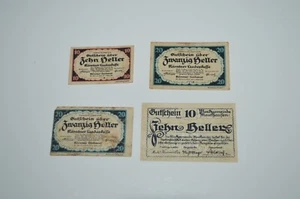Lot 1920s AUSTRIA 20 10 Gufschein Zwanzig Zehn Heller paper money note bill uber - Picture 1 of 2