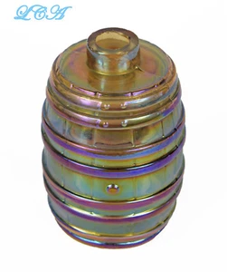 Antique LITTLE BARREL PERFUME bottle SMOKY Carnival Glass FIGURAL hand blown BIM - Picture 1 of 4