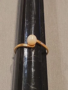 CUTE 14K YELLOW GOLD PEARL RING SIZE 7  1.39g TW - Picture 1 of 7