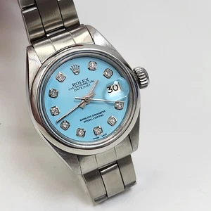 Rolex Ladies Datejust 26 mm Blue Turquoise Diamond Dial Steel Watch 6916 1978 - Picture 1 of 12
