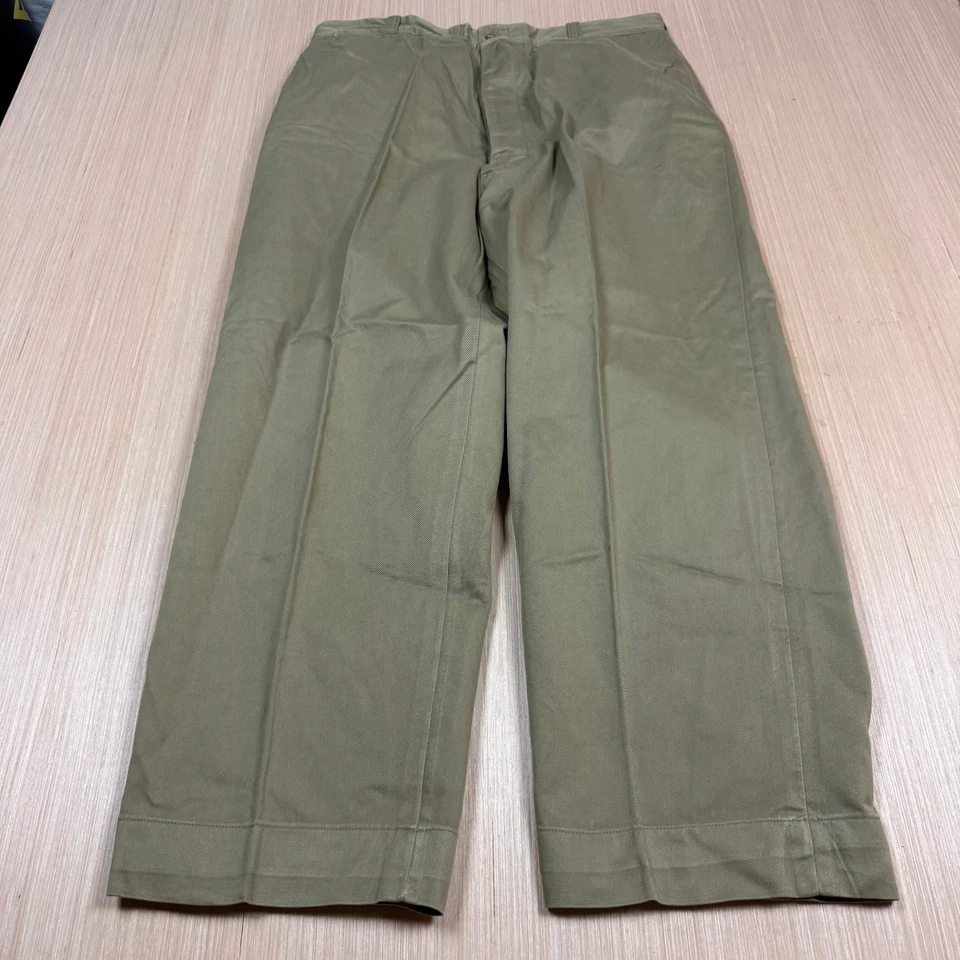 Vintage ww2 50s US Military Khaki 36x30 Officer Chino Trousers Pants button fly - Image 1 of 4