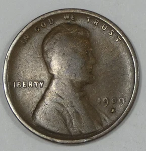 1909-S VDB Lincoln/Wheat Ears reverse Cent FINE 1c ~ reverse damage - Bild 1 von 9