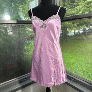 Victoria's Secret Lavender Lace Trim Satin Slip Dress Lingerie size small womens - Picture 1 of 7