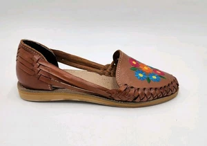 Huaraches Adriana Leather Women' 6 Shoes Mex 23 Mexican Woven Embroidered Color - Picture 1 of 6