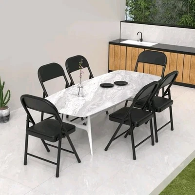 ARREDITALY Set di 6 sedie pieghevoli slim opaca in metallo sedia ufficio casa campeggio