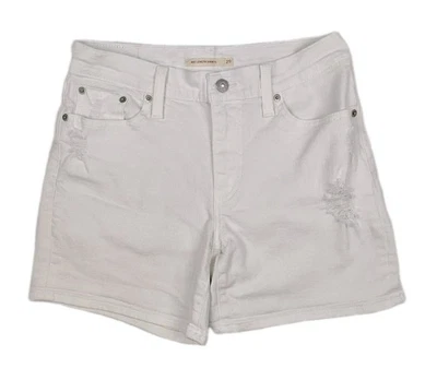 Women's Levi's Mid Length Shorts Sz 29 White Distressed  - Image 1 of 4