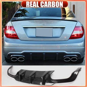 Alerón labial difusor parachoques trasero carbono real para Benz W204 Sport C63 12-15 - Imagen 1 de 14