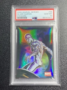 2008 Marvel Heroes Stickers Silver Surfer 1995 Masterpieces Double Impact PSA 10 - Picture 1 of 2