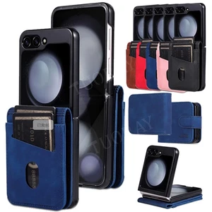 Leder Hülle Für Samsung Galaxy Z FLip 7 6 5 4 3 Wallet Handy Tasche Cover Case - Picture 1 of 84