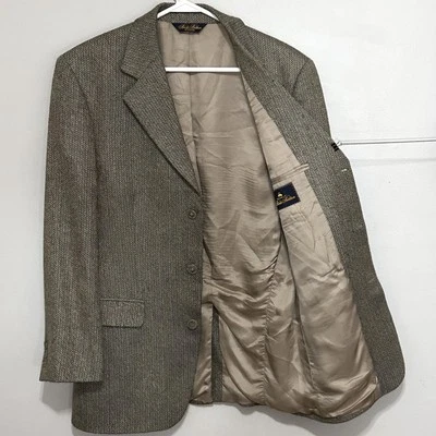 Brooks Brothers Blazer Mens 38R Brown Herringbone Silk Wool Sport Coat Israel - Image 1 of 4