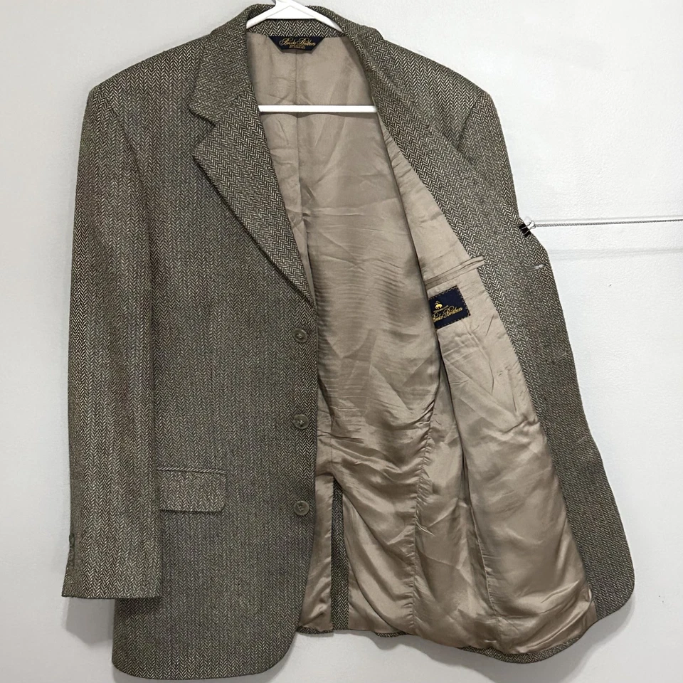 Blazer Brooks Brothers Para Hombres 38R Marrón Espiga Seda Lana Abrigo Deportivo Israel Foto 1 de 4