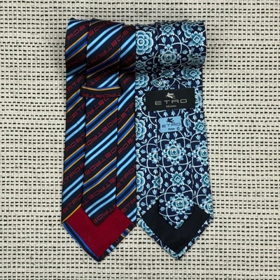 LOT OF 2 tETRO MILANO TIE MEN NECKTIE MIXED DESIGN MULTI COLOR MADE IN ITALY - Image 1 of 4