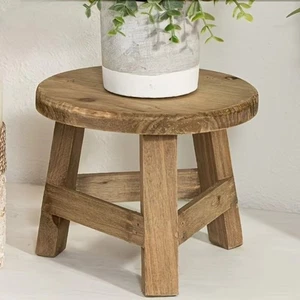Mini Size Wooden Mini Stool Round Flower Pot Base Holder Home Garden Decor - Picture 1 of 11