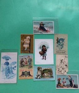 Victorian Cards Advertising Shoes Hats Clothes Trading Children Lot 9 Nice! - Picture 1 of 9