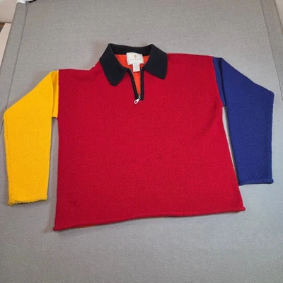 Polo Vintage Express Tricot Colorblock Tejido Rojo Amarillo Azul Hong Kong M Foto 1 de 4