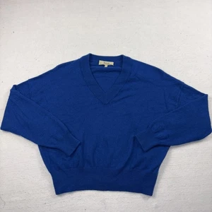 Madewell Sweater Womens Medium Blue 100% Cashmere V-Neck Cropped - Picture 1 of 9