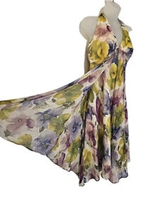 Vintage 90er DONNA RICCO Seide Whimsy Neckholder Kleid 12 - Bild 1 von 6