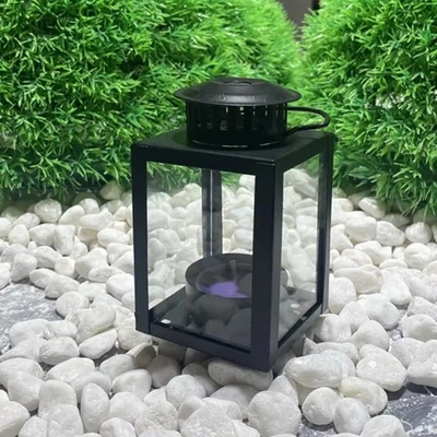 Wrought Iron Lantern Candle Stand Black Outdoor Tea Light  Home Decor - Image 1 of 4