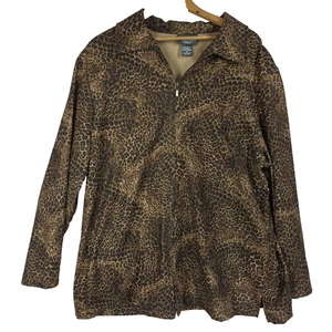 Vintage Notations Jacket 2X Womens Leopard Print Faux Suede Cheetah Animal  - Picture 1 of 11