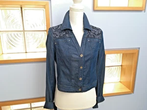 Deca Denim Jacket with Lace Trim - Size T2 (US Medium) - Picture 1 of 14