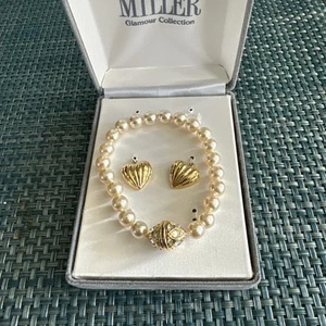 Vintage Nolan Miller Faux Pearl Rhinestone Bracelet And Earring Jackets - Picture 1 of 5