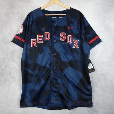 Boston Red Sox Jersey Mens Medium Blue MLB Baseball Nike Dri-FIT Button Front - Image 1 of 4