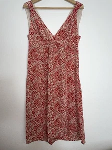 Kew 100% Seide Kleid Rot Blumen Rose Romantisch Chic 14 10 42 L - Bild 1 von 12