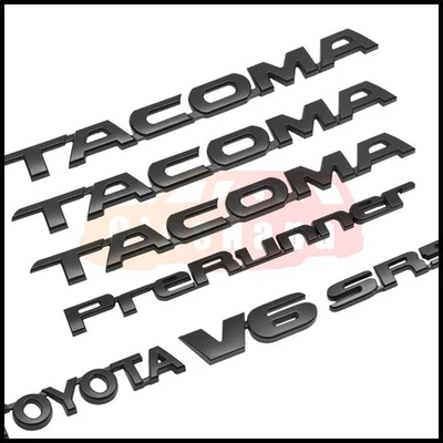 For Tacoma Emblem Badge Pre SR5 V6 Door Side Tailgate Matte Black 2005-2014 2015 - Image 1 of 4
