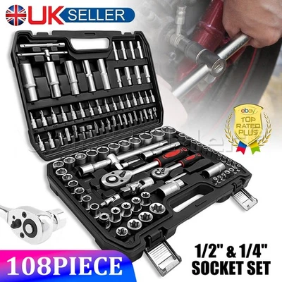 WinHolder 108PC Socket Set 1/4" & 1/2" Sp Drive Ratchet Wrench Mechanic Tool Kit - Image 1 of 4