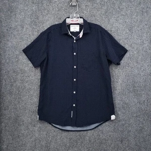 International Report Button Up Shirt Mens Medium Blue 4 Way Stretch Short Sleeve - Picture 1 of 10
