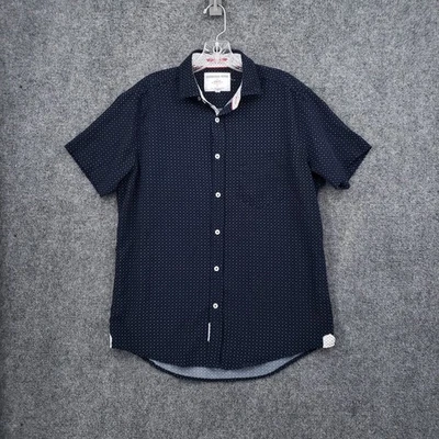 International Report Button Up Shirt Mens Medium Blue 4 Way Stretch Short Sleeve - Image 1 of 4
