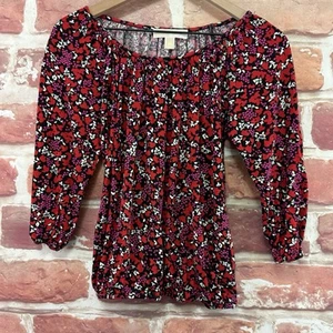 Michael Kors Top Womens XS Multicolor Ditsy Floral Abstract Casual Shirt - Picture 1 of 7