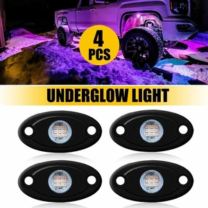 4 Pods Purple Rock LED Light Off-Road Truck Golf Cart Underbody Wheel Lights Y - Foto 1 di 12