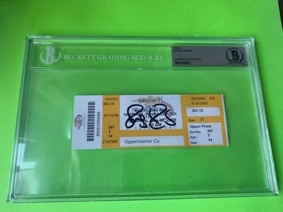 Roger Federer 2008 US Open Ticket Stub Tennis Signed Card Slabbed Beckett BAS - Image 1 of 3