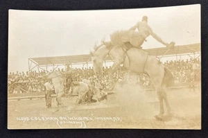 Cartolina d'epoca anni '20 Lloyd Coleman vera foto Bronc Horse Whisper RPPC cowboy - Foto 1 di 6