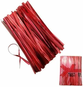 New uline 4 inch Black & Red plastic twist ties gift ties cable ties s-2505bl - Picture 1 of 18