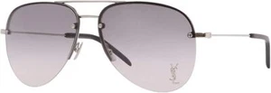 Saint Laurent Classic 11 M Sunglasses Silver Aviator 59mm New 100% Authentic - Picture 1 of 4