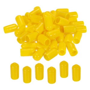 200pcs 8mm Rubber End Caps Cover PVC Vinyl Screw Thread Protector Yellow - Picture 1 of 5