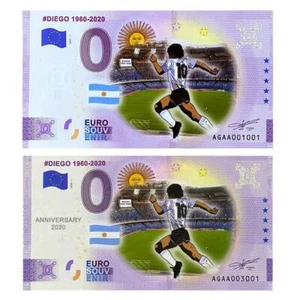 2020-1 Argentina AGAA Diego Juego de 2 Colores Euro Souvenir Billete Euro Schein - Imagen 1 de 2