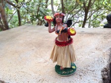 Dashboard Aloha Doll Hula Girl Hawaii Polyresin 4" Tall Hawaiian Car Dance New 