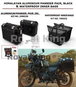 Royal Enfield HIMALAYAN 411 "PANNIER Box BLACK WITH WATERPROOF INNER BAGS" - Picture 1 of 11