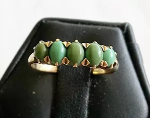 Antique 14k 5 Across Turquoise Ring - Picture 1 of 6